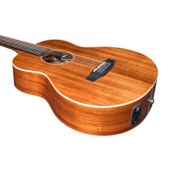 Martinez 'Southern Star Series' Koa Solid Top Left Handed 12-String Acoustic-Electric TS-Mini Guitar (Natural Gloss)