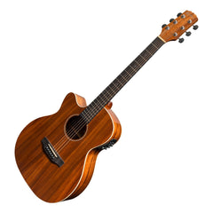 Martinez 'Southern Star Series' Left Handed Koa Solid Top Acoustic-Electric Small Body Cutaway Guitar (Natural Gloss)