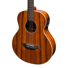 Martinez 'Southern Star Series' Left Handed Koa Solid Top Acoustic-Electric TS-Mini Guitar (Natural Gloss)