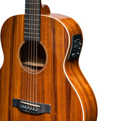 Martinez 'Southern Star Series' Left Handed Koa Solid Top Acoustic-Electric TS-Mini Guitar (Natural Gloss)