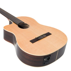 Martinez 'Southern Star Series' Left Handed Spruce Solid Top Acoustic-Electric Classical Cutaway Guitar (Natural Gloss)