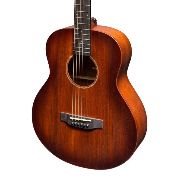 Martinez 'Southern Star Series' Mahogany Solid Top Acoustic-Electric TS-Mini Guitar (Satin Sunburst)