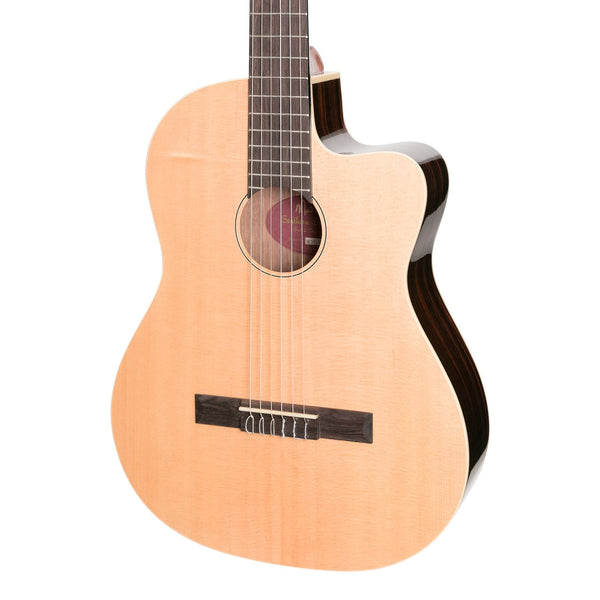 Martinez 'Southern Star Series' Spruce Solid Top Acoustic-Electric Classical Cutaway Guitar (Natural Gloss)