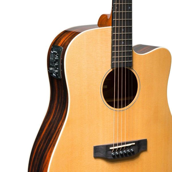 Martinez 'Southern Star Series' Spruce Solid Top Acoustic-Electric Dreadnought Cutaway Guitar (Natural Gloss)