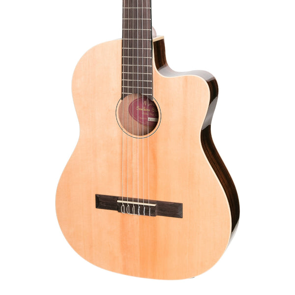 Martinez 'Southern Star Series' Spruce Solid Top Acoustic-Electric Thinline Classical Cutaway Guitar (Natural Gloss)