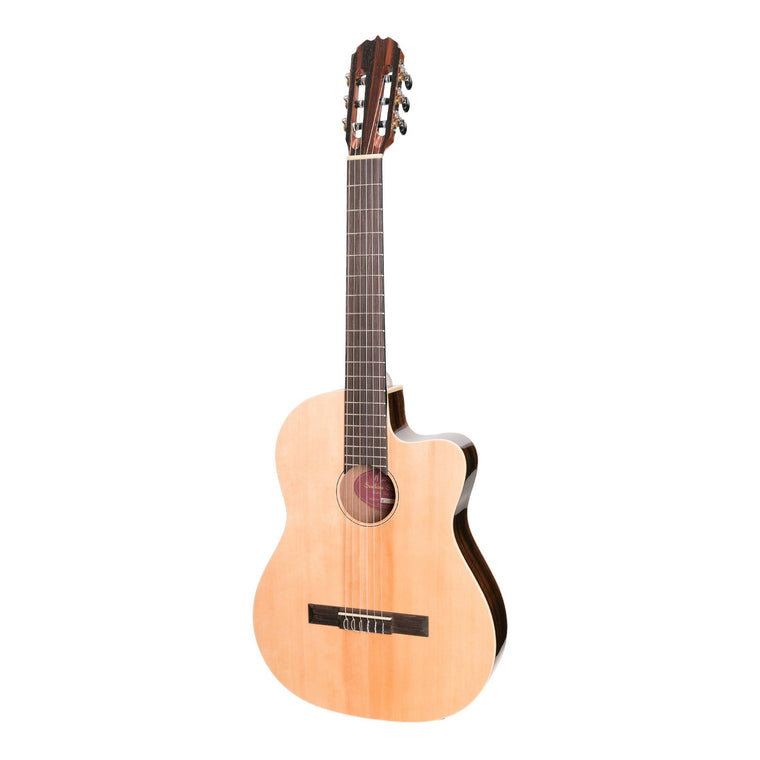 Martinez 'Southern Star Series' Spruce Solid Top Acoustic-Electric Thinline Classical Cutaway Guitar (Natural Gloss)