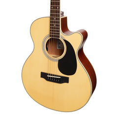 Saga '700 Series' Solid Spruce Top Acoustic-Electric Small-Body Cutaway Guitar (Natural Satin)