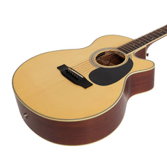 Saga '700 Series' Solid Spruce Top Acoustic-Electric Small-Body Cutaway Guitar (Natural Satin)