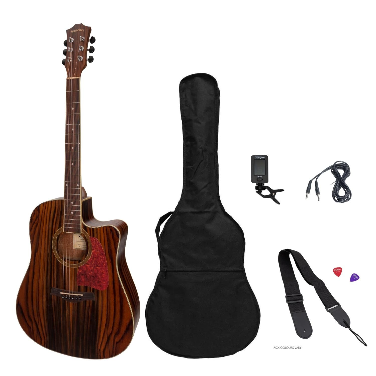 Sanchez Acoustic-Electric Dreadnought Cutaway Guitar Pack (Rosewood)