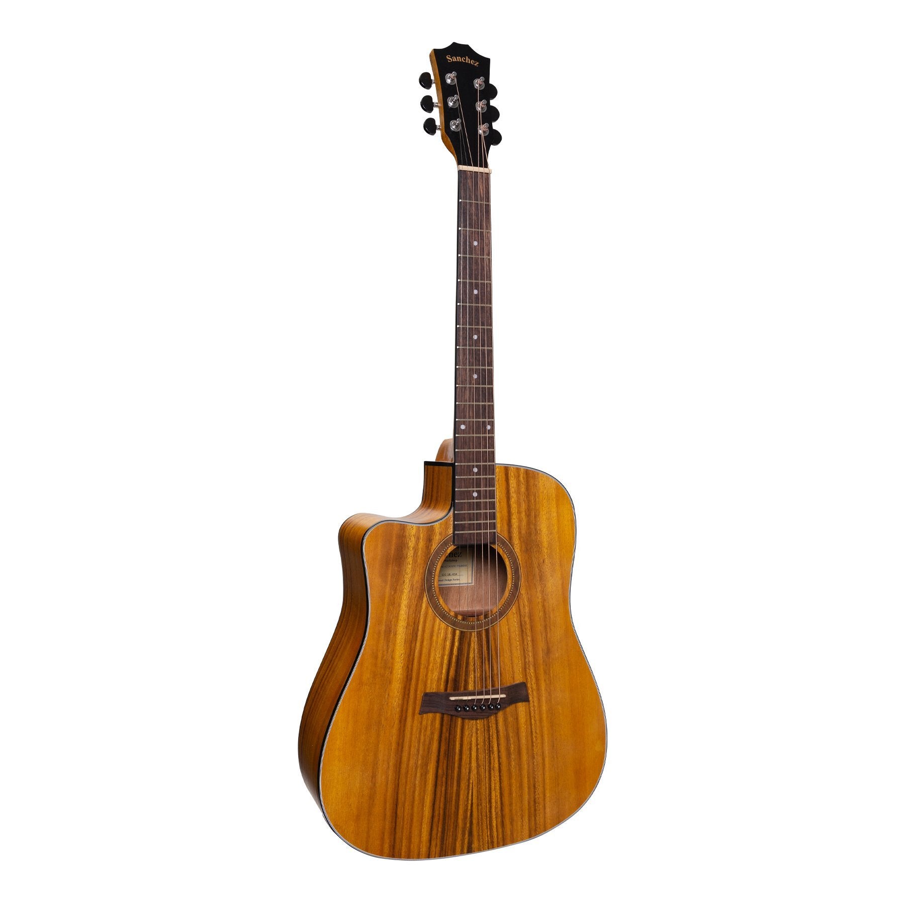 Sanchez Left Handed Acoustic-Electric Dreadnought Cutaway Guitar (Koa)-SDC-18L-KOA