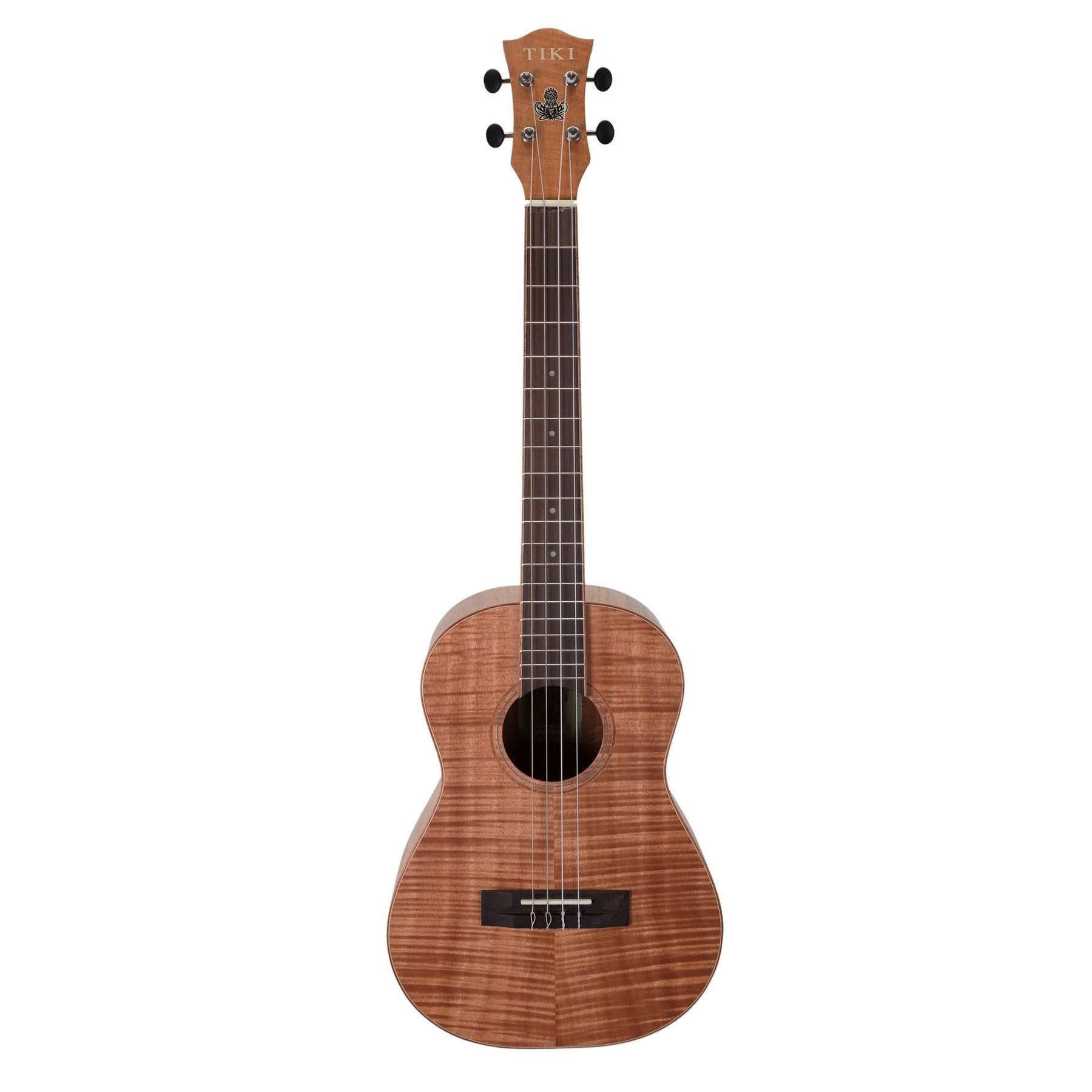 Tiki '2 Series' Mahogany Flame Top Baritone Ukulele with Gig Bag (Natural Satin)-TFMB-2-NST