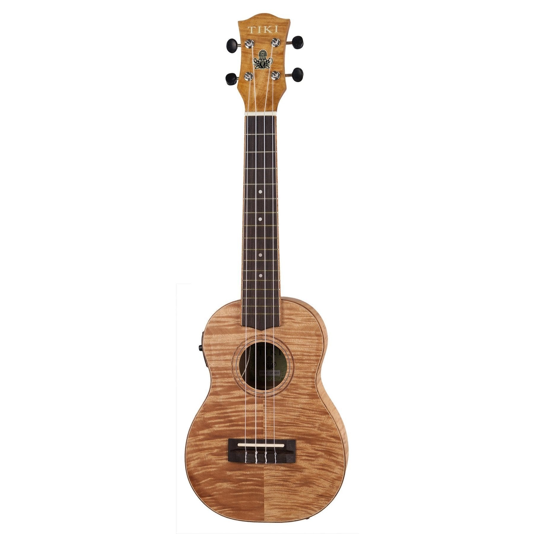 Tiki '2 Series' Mahogany Flame Top Concert Electric Ukulele with Gig Bag (Natural Satin)-TFMC-2P-NST