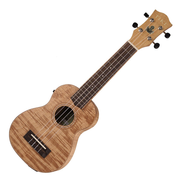 Tiki '2 Series' Mahogany Flame Top Soprano Electric Ukulele with Gig Bag (Natural Satin)