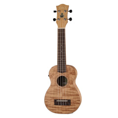 Tiki '2 Series' Mahogany Flame Top Soprano Electric Ukulele with Gig Bag (Natural Satin)-TFMS-2P-NST