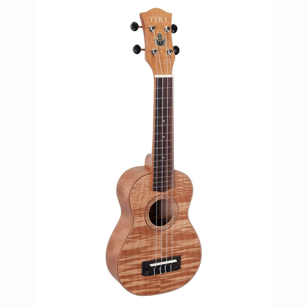 Tiki '2 Series' Mahogany Flame Top Soprano Ukulele with Gig Bag (Natural Satin)