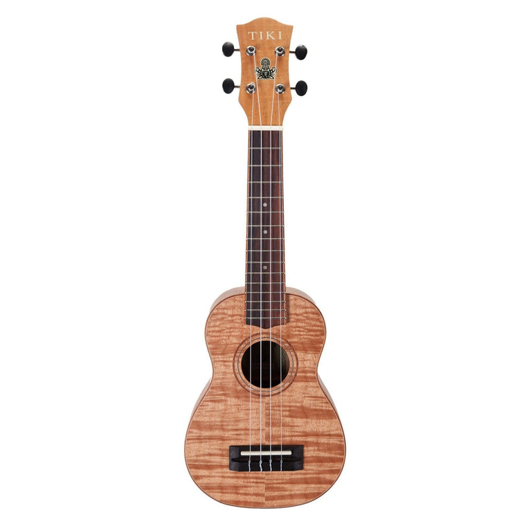 Tiki '2 Series' Mahogany Flame Top Soprano Ukulele with Gig Bag (Natural Satin)