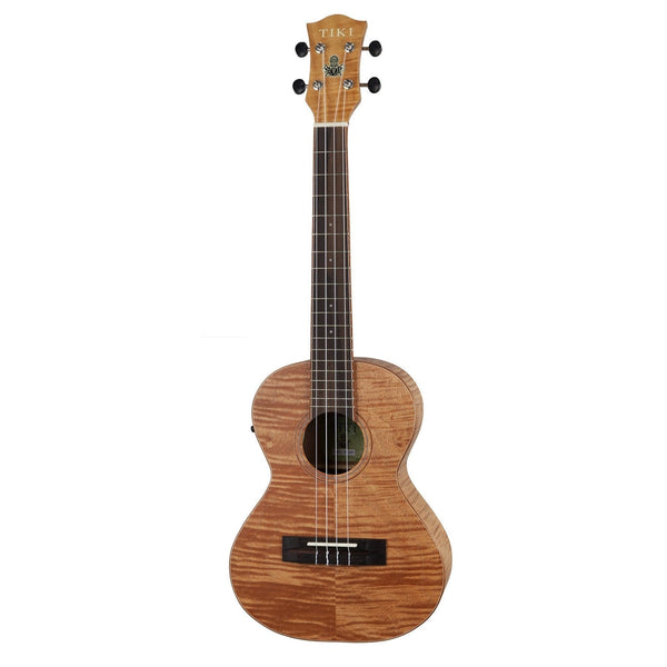 Tiki '2 Series' Mahogany Flame Top Tenor Electric Ukulele with Gig Bag (Natural Satin)-TFMT-2P-NST