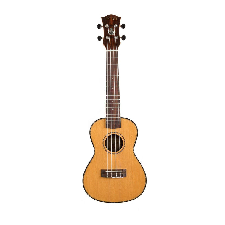 Tiki '22 Series' Spruce Solid Top Concert Ukulele with Hard Case (Natural Gloss)