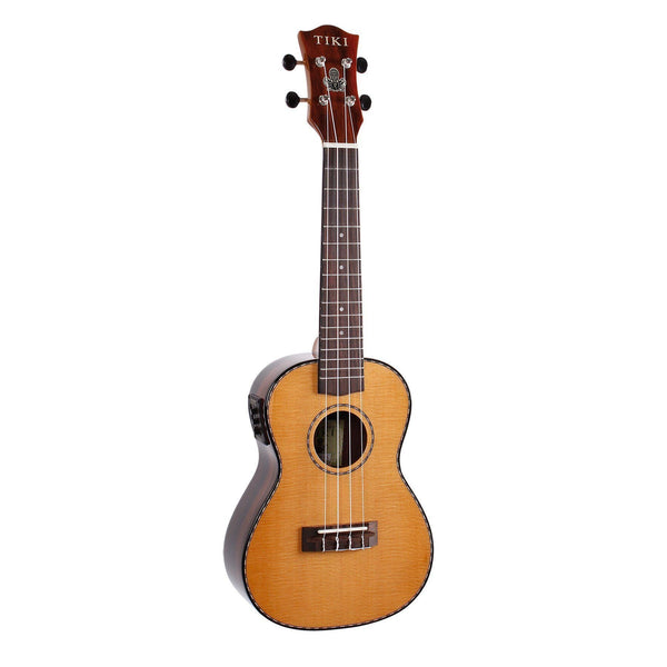 Tiki '22 Series' Spruce Solid Top Electric Concert Ukulele with Hard Case (Natural Gloss)