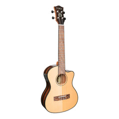 Tiki '22 Series' Spruce Solid Top Electric Cutaway Tenor Ukulele with Hard Case (Natural Gloss)