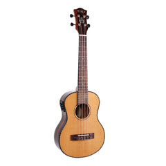 Tiki '22 Series' Spruce Solid Top Electric Tenor Ukulele with Hard Case (Natural Gloss)