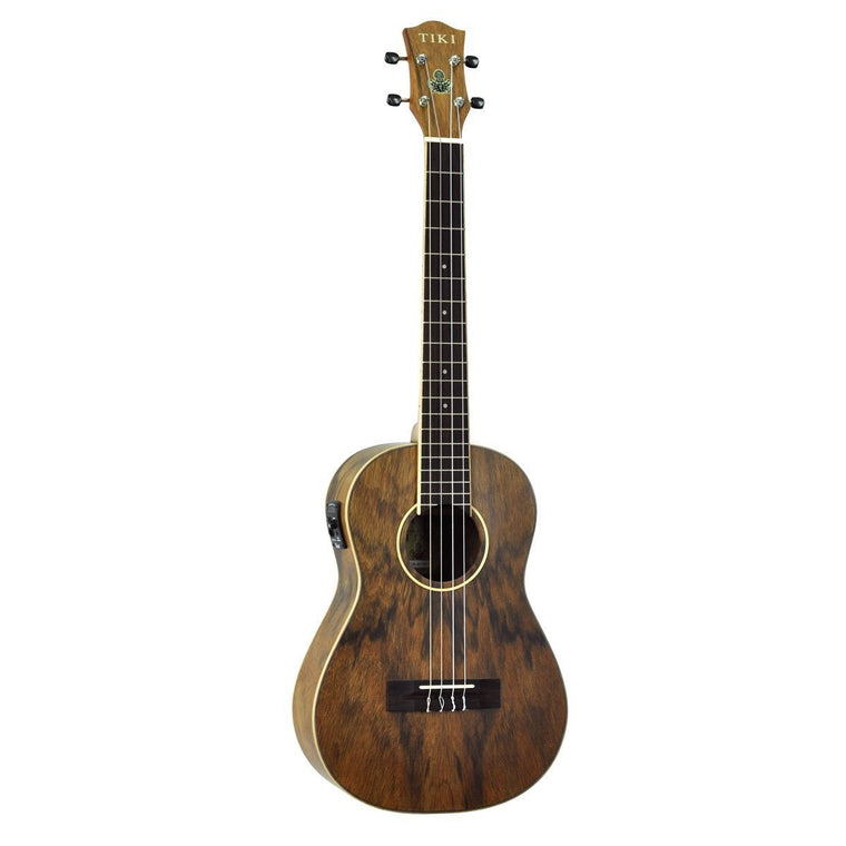 Tiki '4 Series' Daowood Electric Baritone Ukulele with Gig Bag (Natural Satin)