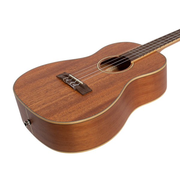 Tiki '5 Series' Mahogany Solid Top Baritone Ukulele with Hard Case (Natural Satin)