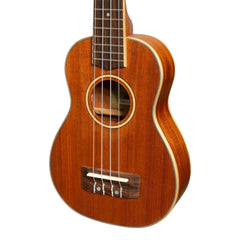 Tiki '5 Series' Mahogany Solid Top Soprano Ukulele with Hard Case (Natural Satin)