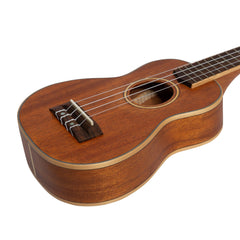 Tiki '5 Series' Mahogany Solid Top Soprano Ukulele with Hard Case (Natural Satin)