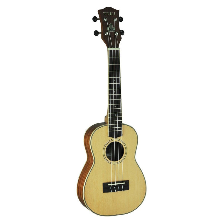 Tiki '6 Series' Spruce Solid Top Concert Ukulele with Hard Case (Natural Satin)