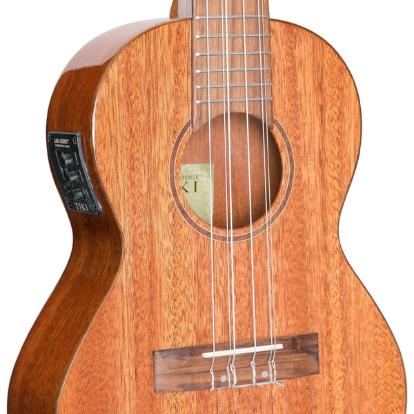 Tiki 6 String Mahogany Solid Top Electric Ukulele with Hard Case (Natural Gloss)