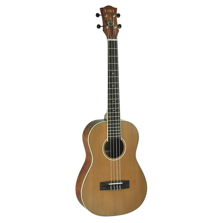 Tiki '7 Series' Cedar Solid Top Baritone Ukulele with Hard Case (Natural Satin)