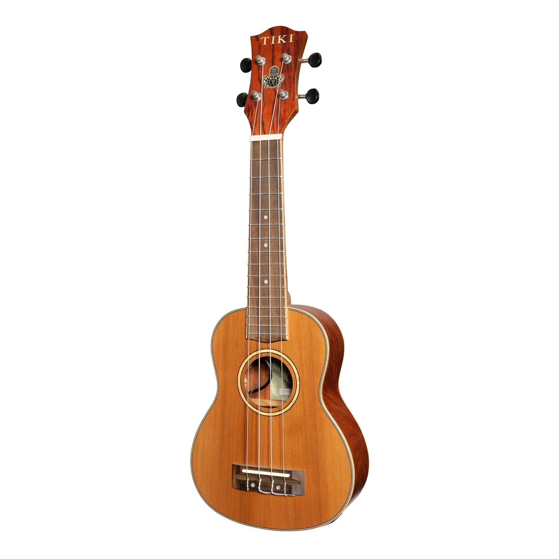 Tiki '7 Series' Cedar Solid Top Electric Soprano Ukulele with Hard Case (Natural Satin)-TCS-7P-NST