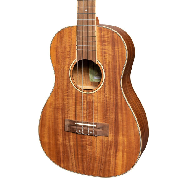 Tiki '9 Series' Koa Solid Top Baritone Ukulele with Hard Case (Natural Satin)