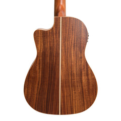 Tiki '9 Series' Koa Solid Top Electric Cutaway Baritone Ukulele with Hard Case (Natural Satin)