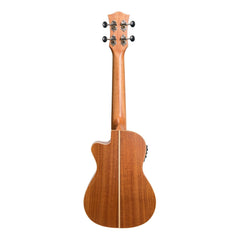 Tiki '9 Series' Koa Solid Top Electric Cutaway Concert Ukulele with Hard Case (Natural Satin)