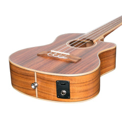 Tiki '9 Series' Koa Solid Top Electric Cutaway Tenor Ukulele with Hard Case (Natural Satin)