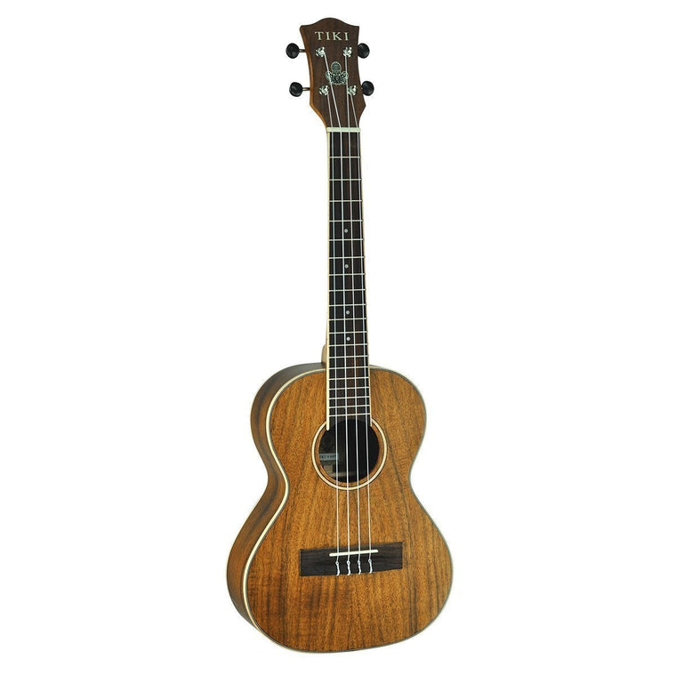 Tiki '9 Series' Koa Solid Top Tenor Ukulele with Hard Case (Natural Satin)