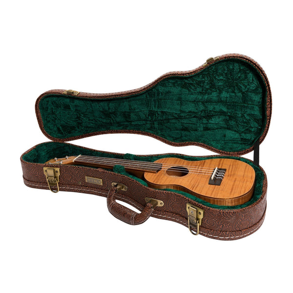 Tiki Deluxe Shaped Concert Ukulele Hard Case (Paisley Brown)