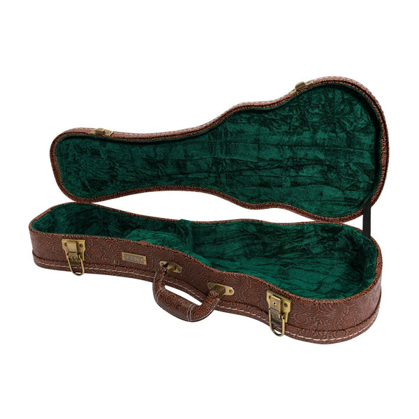 Tiki Deluxe Shaped Concert Ukulele Hard Case (Paisley Brown)