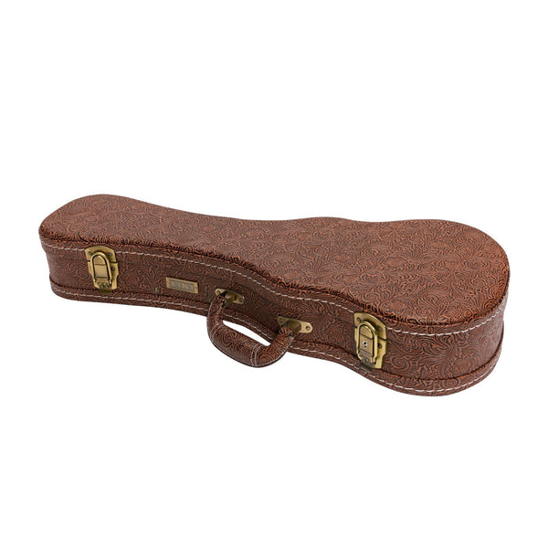 Tiki Deluxe Shaped Concert Ukulele Hard Case (Paisley Brown)