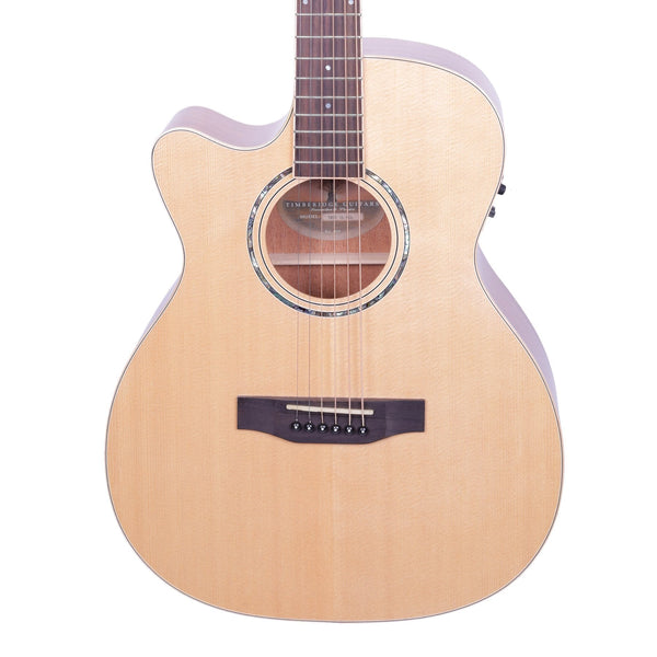 Timberidge '1 Series' Left Handed Spruce Solid Top Acoustic-Electric Small Body Cutaway Guitar (Natural Gloss)