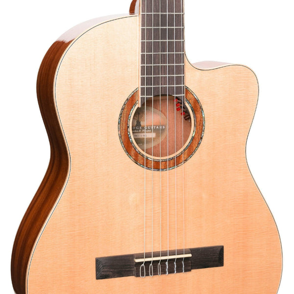 Timberidge '1 Series' Spruce Solid Top Acoustic-Electric Classical Cutaway Guitar (Natural Gloss)