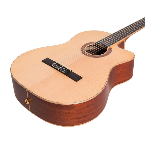 Timberidge '1 Series' Spruce Solid Top Acoustic-Electric Classical Cutaway Guitar (Natural Satin)