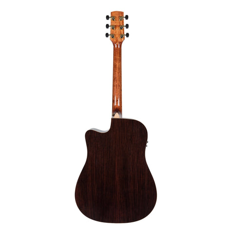 Timberidge '3 Series' Spruce Solid Top Acoustic-Electric Dreadnought Cutaway Guitar with 'Tree of Life' Inlay (Natural Gloss)