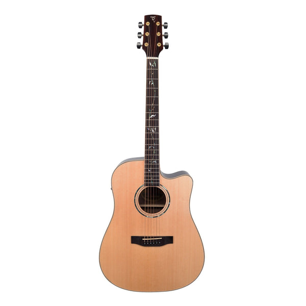 Timberidge '3 Series' Spruce Solid Top Acoustic-Electric Dreadnought Cutaway Guitar with 'Tree of Life' Inlay (Natural Gloss)-TRC-3T-NGL