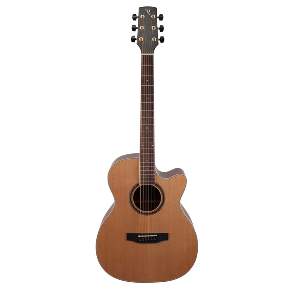 Timberidge '4 Series' Cedar Solid Top Acoustic-Electric Small Body Cutaway Guitar (Natural Satin)-TRFC-4-NST