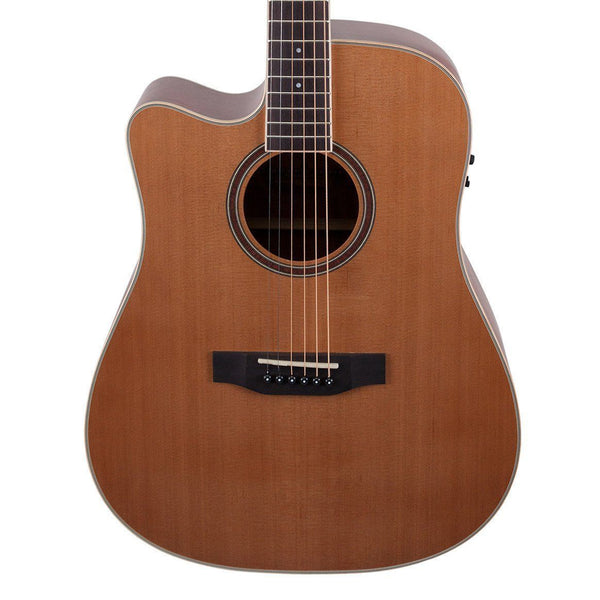 Timberidge '4 Series' Left Handed Cedar Solid Top Acoustic-Electric Dreadnought Cutaway Guitar (Natural Satin)