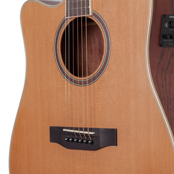 Timberidge '4 Series' Left Handed Cedar Solid Top Acoustic-Electric Dreadnought Cutaway Guitar (Natural Satin)