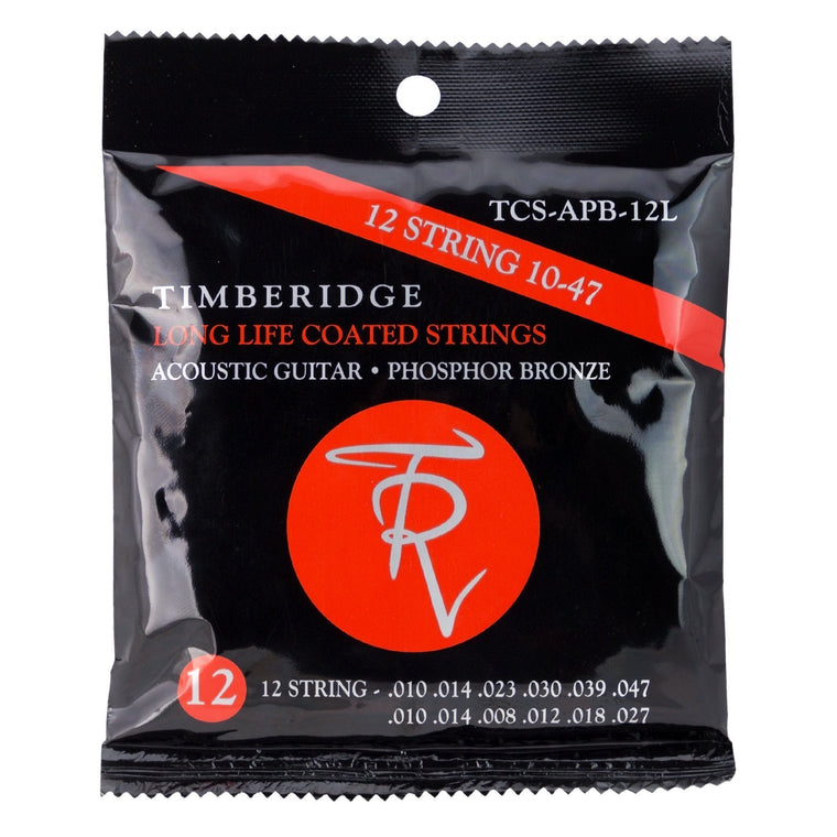 Timberidge Light Phosphor Bronze Long Life Coated 12-String Acoustic Guitar Strings (10-47)